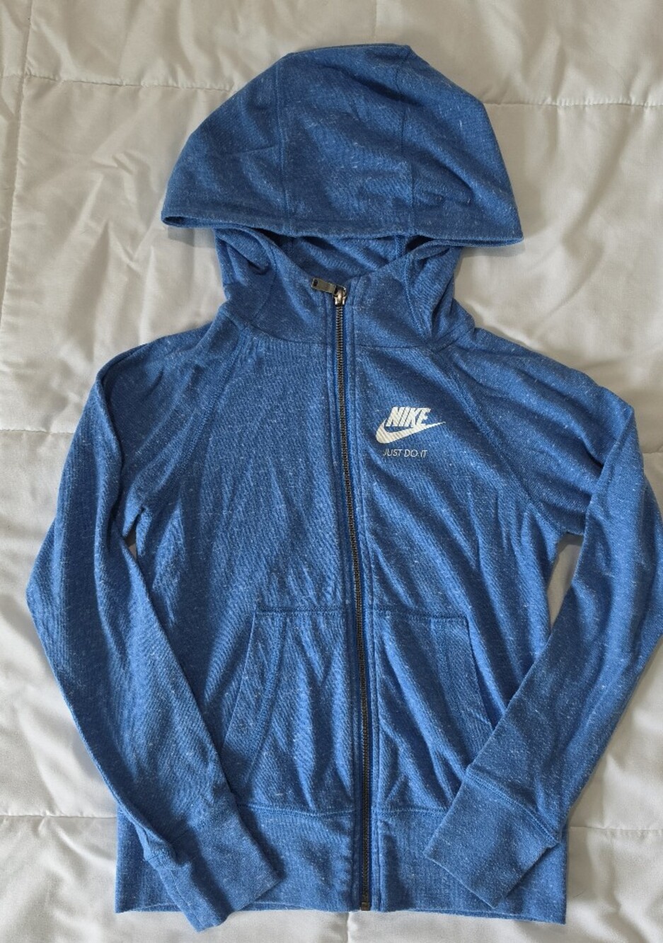 Nike Blue Heathered Full-Zip Kids Hoodie